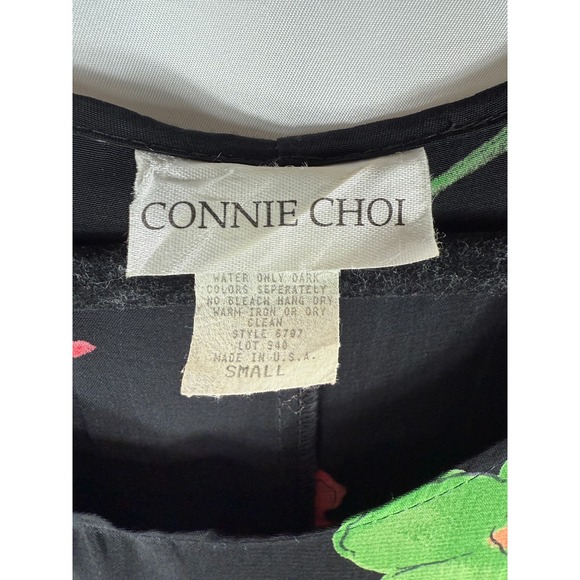 Connie Choi Vintage Y2K Black Floral Maxi Dress Short Sleeve Casual Summer Small - Picture 4 of 6